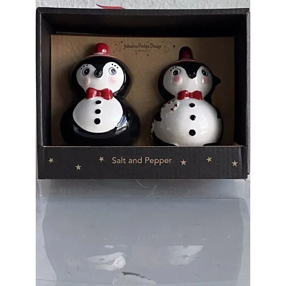 Johanna Parker Penguin‎ Holiday Salt And Pepper Shakers Set NEW